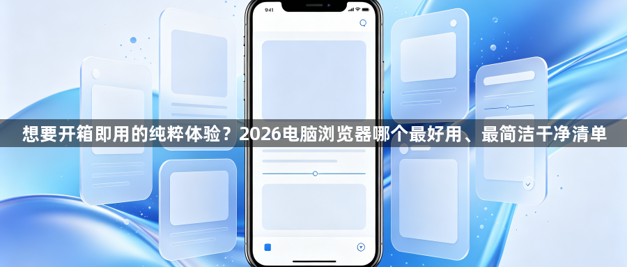 想要开箱即用的纯粹体验？2026电脑浏览器哪个最好用、最简洁干净清单1